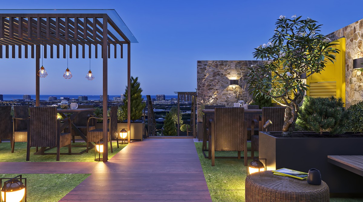 terraço inspirado em hotel