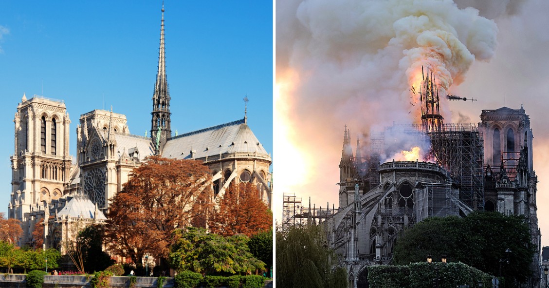 O antes e depois do Notre Dame em Paris