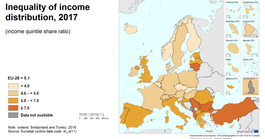 Portugal entre países da UE onde é maior a desigualdade entre ricos e pobres