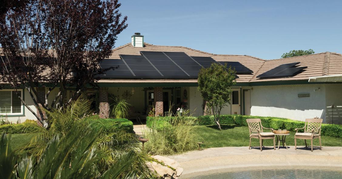 painéis solares em telhados