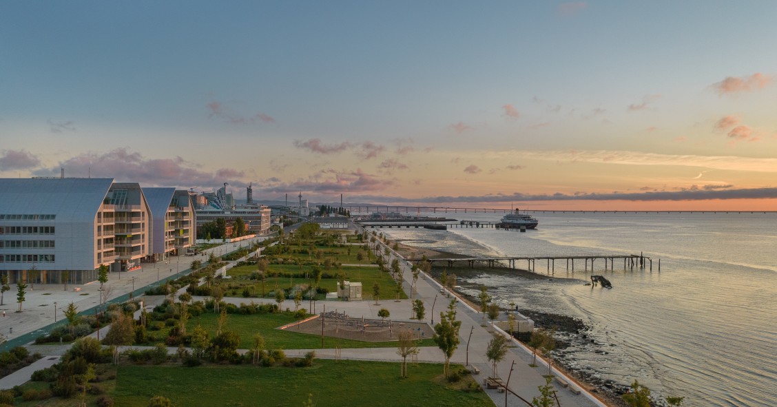 Vista aérea do empreendimento Prata Riverside Village, em Lisboa