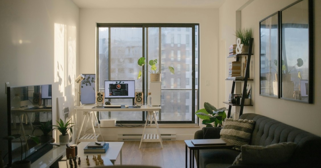 sala e escritório open space