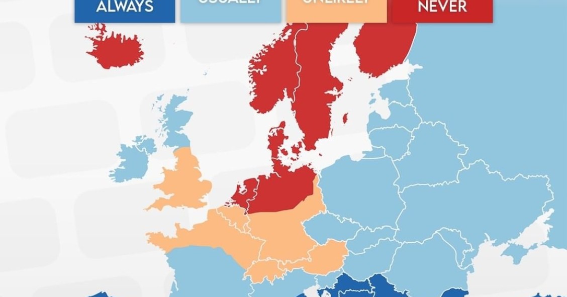 Que países oferecem comida aos convidados?