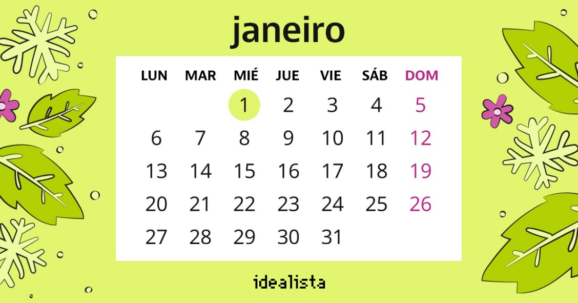 Calendário de janeiro 2025