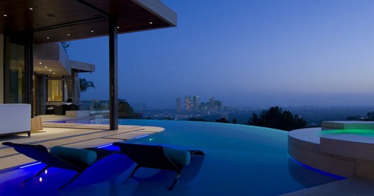 casas de sonho: vista única sobre a cidade e para lá do oceano na califórnia 