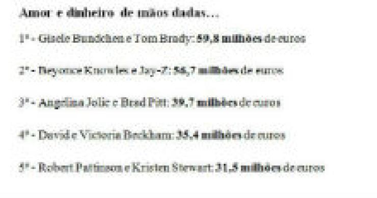 radiografia do dia: os cinco casais de celebridades mais ricos do mundo
