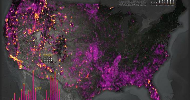 radiografia do dia: mapa dos maiores incêndios nos eua desde 2001
