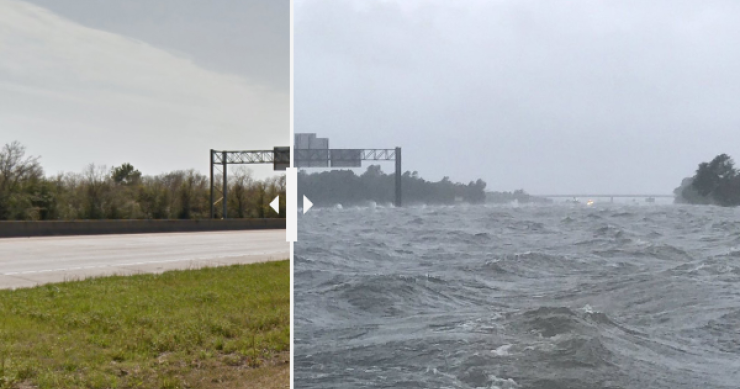 O antes e depois de Houston após a passagem do furacão Harvey