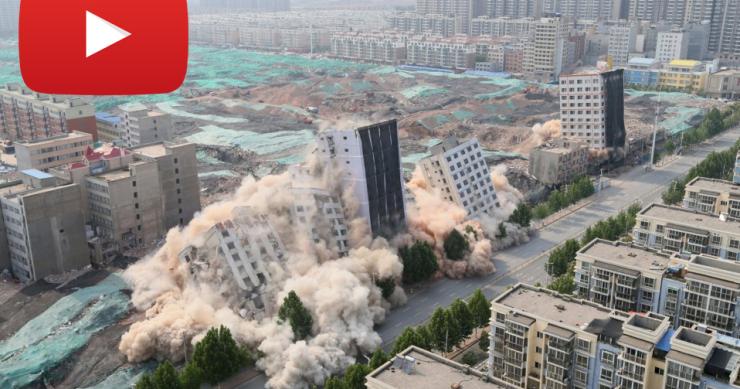 Demolição controlada na China: 36 edifícios destruídos em apenas 20 segundos
