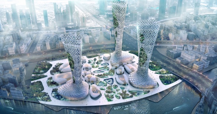 The Symbiotic Towers: os três arranha-céus que vão atenuar o calor do Dubai
