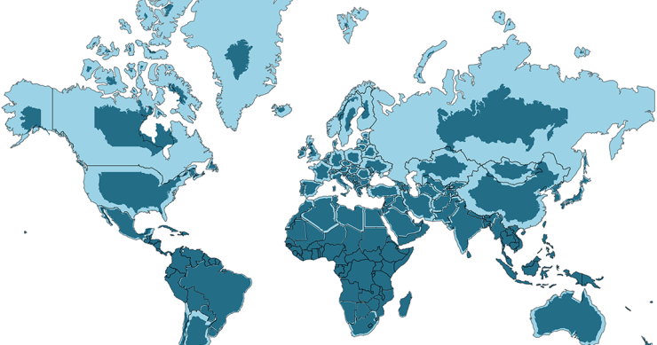 O tamanho real dos países em mapa