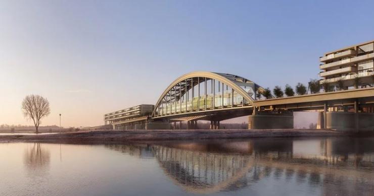 A antiga ponte Lekburg liga as duas margens do rio Lek