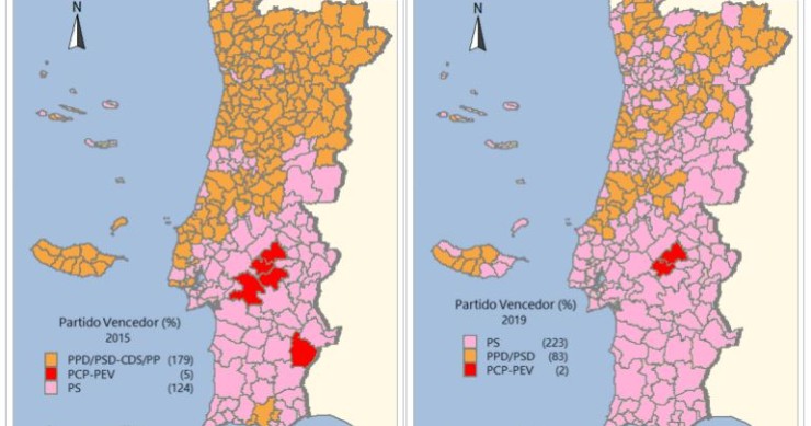 Legislativas 2019 vs 2015: o mapa de Portugal está “mais” rosa