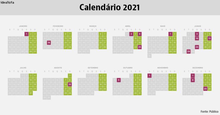 Calendário de 2021: feriados e pontes para começar a planear este ano