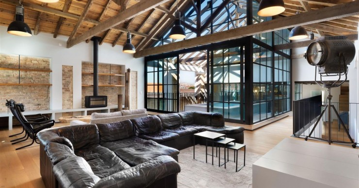 The spacious loft-style living area