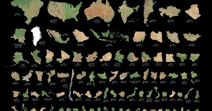Qual é dimensão real de todos os países do mundo?