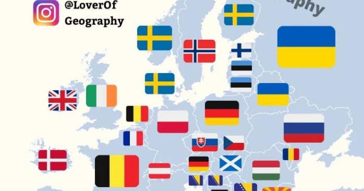 Este mapa mostra de que países se riem mais os europeus