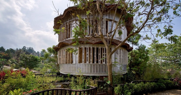 casas feitas de bambu