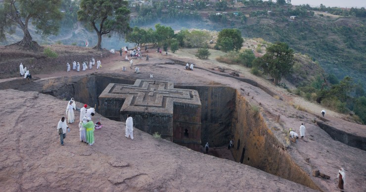 Biete Ghiorgis, iglesia excavada en la roca, Lalibela, Etiopía, 2012. 