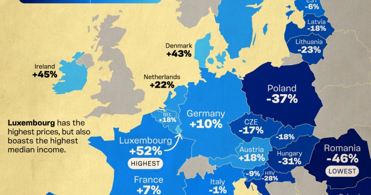 Los países de la UE con los precios más caros y baratos