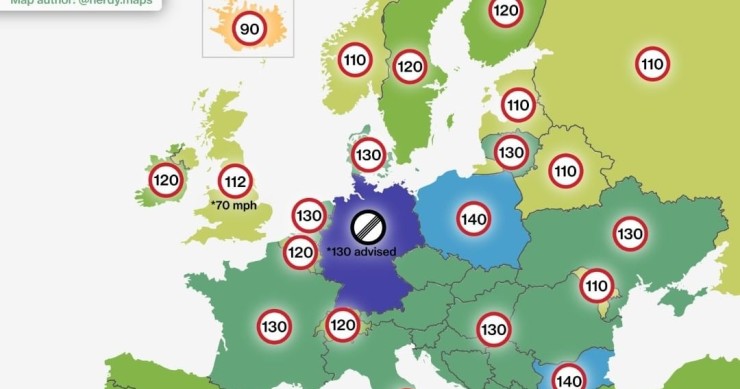 Limites máximos de velocidade na Europa