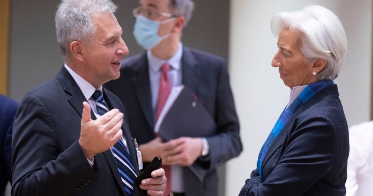 Alfred Kammer, diretor do departamento europeu do FMI, e Christine Lagarde, presidente do BCE Juros do BCE em 2025