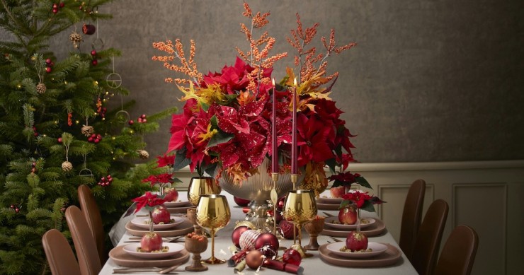 decoração da mesa de Natal