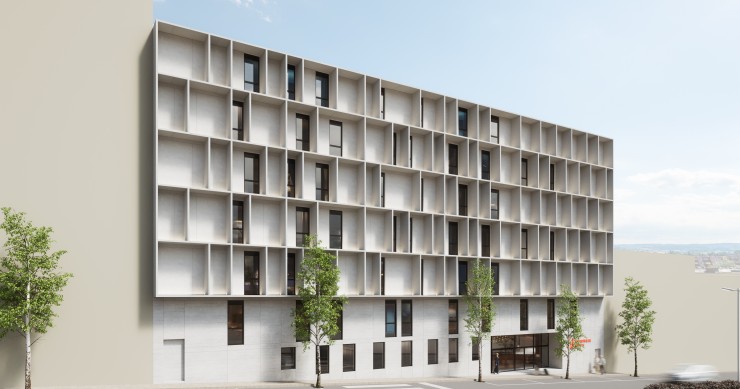 Exterior do futuro hotel Meininger no Porto