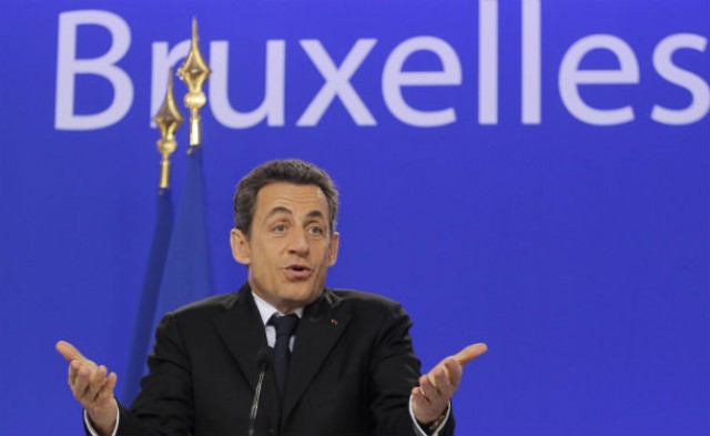nicolas sarkozy, presidente francês, durante a cimeira europeia em bruxelas