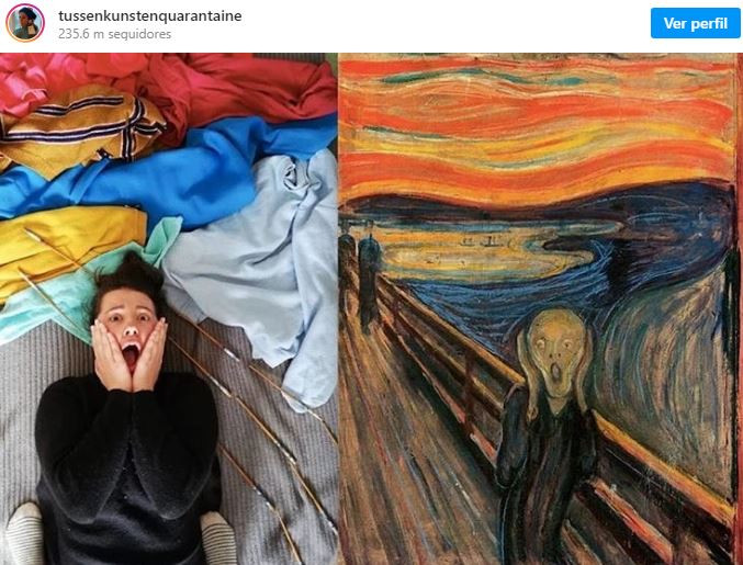Recriação de "O Grito" de Edvard Munch / @tussenkunstenquarantaine