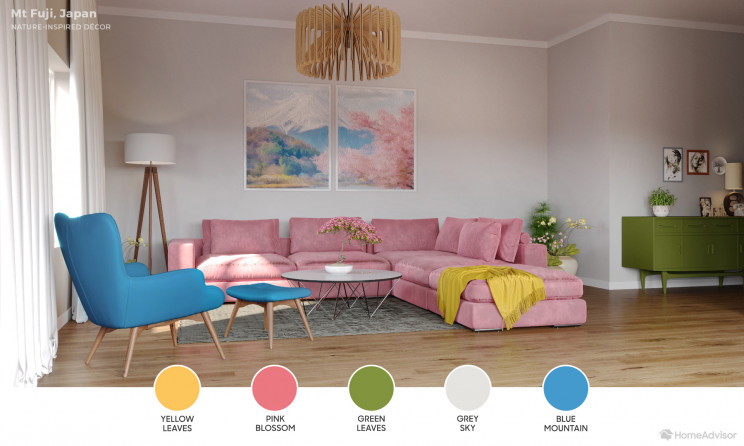 Paleta de cores inspirada no Monte Fuji, Japão / HomeAdvisor