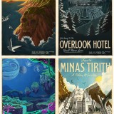 Cartazes turísticos “retro” do cinema fantástico