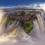 Vista áerea das Cataratas de Iguaçu, no Brasil e na Argentina (Fotos: Airpano).