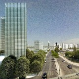 Futura torre de 92 metros à frente da Gare do Oriente em projeto - imagem divulgada pelo jornal Público.