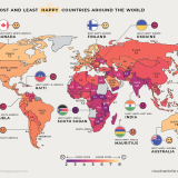 Os países mais felizes e infelizes do mundo (por continente)