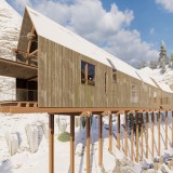 Um novo conceito de eco-hotel: suspenso em pilares e revestido só com materiais naturais