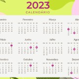 Calendário com feriados 2023