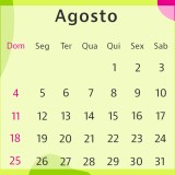 Calendário do mês de agosto