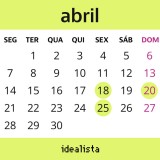Calendário de abril