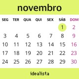 Calendário de novembro