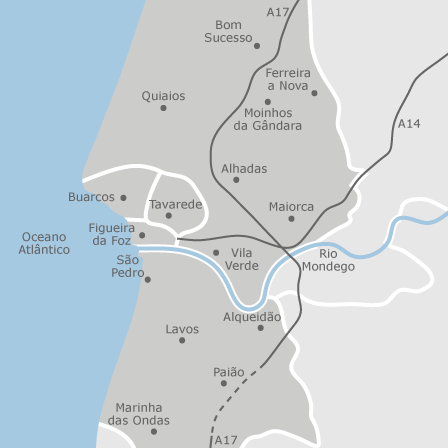 Mapa interativo de zonas de interesse para selecionares a região onde queres pesquisar