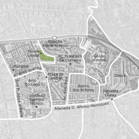 Mapa interativo de zonas de interesse para selecionares a região onde queres pesquisar