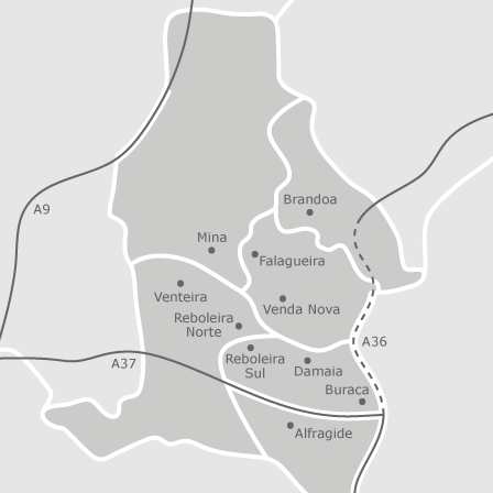 Mapa interativo de zonas de interesse para selecionares a região onde queres pesquisar