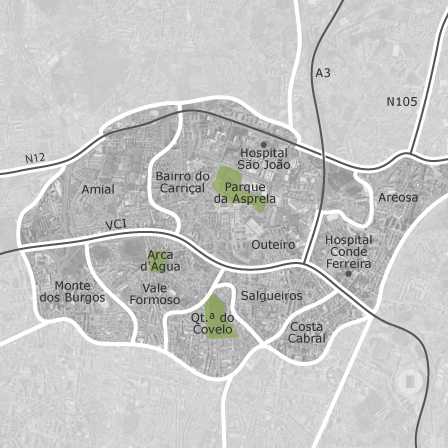 Mapa interativo de zonas de interesse para selecionares a região onde queres pesquisar