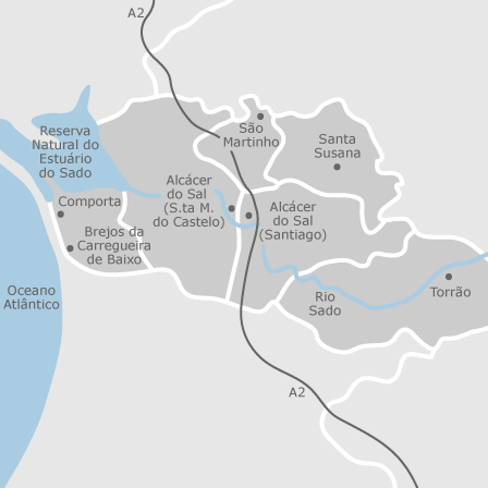 Interaktivt kort over områder af interesse for at vælge den region, hvor du vil søge