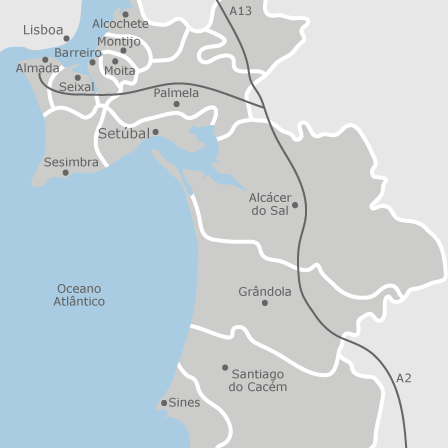 Interaktivt kort over områder af interesse for at vælge den region, hvor du vil søge