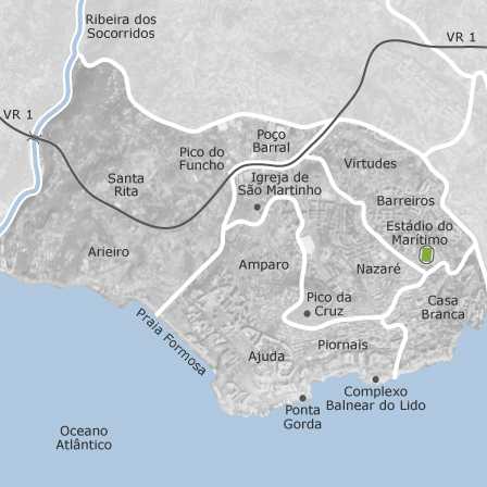 Mapa interativo de zonas de interesse para selecionares a região onde queres pesquisar