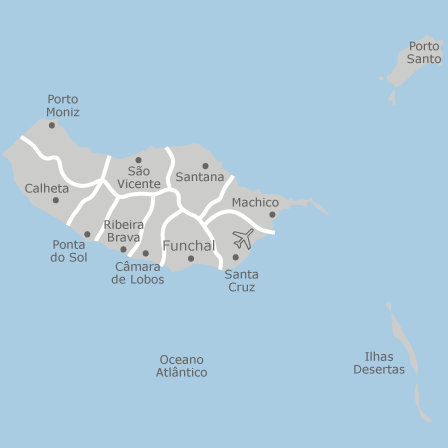 Mapa interativo de zonas de interesse para selecionares a região onde queres pesquisar